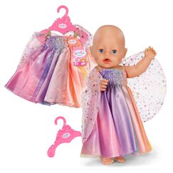 BABY born Regenbogen Kleid 43cm, Puppenkleid mit Flügeln und Glitzer für 43cm Puppen, 836132 Zapf Creation