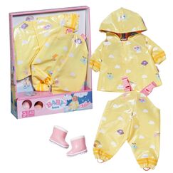 BABY born Deluxe Regen-Oufit mit Regenmantel, Regenhose und Gummistiefeln für 43 cm Puppen, 836460 Zapf Creation