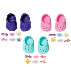 BABY born Schuhe mit Pins, EIN Paar Bunte Puppenclogs mit Zubehör für 43 cm Puppen, Farbe Nicht frei wählbar 832837 Zapf Creation
