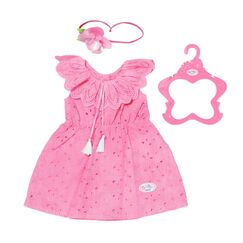 BABY Born Trendy Blumenkleid, Puppenkleid aus rosa Spitzenstoff mit Haarband für 43 cm Puppen, 832684 Zapf Creation