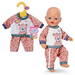 BABY Born Jogginganzug mit Dschungelmotiv zum Aufklappen, Sweatshirt & Leo-Hose - Hochwertiges Puppenzubehör - Kleidung geeignet für alle Puppen der Größe 36 cm