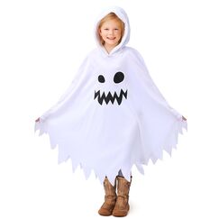 ZZOUFI Geister Kostüm Kinder, Gespenst Kostüm für Mädchen Jungen Baby Kleinkinder, Halloween Kinder Geist Kostüm, Weiß, mit Kapuze (Empfohlenes Alter 4–5–6, Körpergröße 110–120 cm)