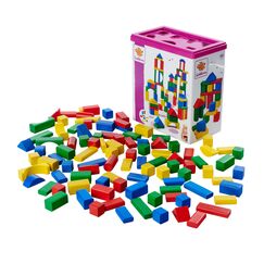 Eichhorn 100010171 100 bunte Holzbausteine in der Aufbewahrungsbox mit Kordel und Sortierdeckel, für Kinder ab 1 Jahr