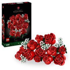 LEGO Botanicals Rosenstrauß - Set aus Kunstblumen für Erwachsene - mit 12 künstlichen Rosen & 4 Zweigen Schleierkraut - DIY Deko zum Bauen - Geschenkidee zum Muttertag - 10328