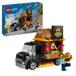 LEGO City Burger Van, Food Truck Toy for 5 Plus Year Old Boys & Girls, Vehicle Building Toys, Kitchen Playset with Vendor Minifigure and Accessories, Imaginative Play Gifts for Kids 60404