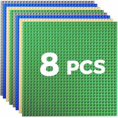 HUIZDQ 8 Stück Klassische Grundplatten für Bauklötze, 100% kompatibel mit Allen großen Marken, mit 32 X 32 Noppen, Mehrfarbig