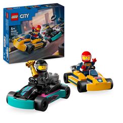 LEGO City Go-Karts mit Rennfahrern, Set mit 2 Rennfahrer-Minifiguren und Rennautos, Auto-Spielzeug ab 5 Jahren für Jungs und Mädchen, lustiges Geschenk für Kinder 60400