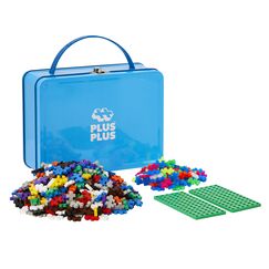 Plus-Plus 9607002 Geniales Konstruktionsspielzeug, Basic, Bausteine-Set in praktischer Metall-Box mit Henkel, 600 Teile, bunt