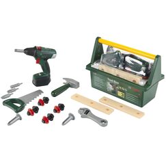 Theo Klein 8520 Bosch Werkzeug-Box | Mit Werkzeug und Zubehör| Inkl. batteriebetriebenem Akkuschrauber mit Licht und Sound | Spielzeug für Kinder ab 3 Jahren