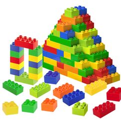 Große Bausteine, 60 Teile Steine in 6 Farben und 2 Maße, kompatibel mit Duplo und Allen führenden Marke, ideales Spielzeug für Kinder ab 3 Jahre