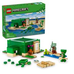 LEGO Minecraft Das Schildkrötenstrandhaus - Spielzeug mit Tierfiguren & Schildkröten Figur -Spielset mit Zubehör - Werkbank, Bambusfloß - Gamer Geschenk für Jungen & Mädchen ab 8 Jahren - 21254