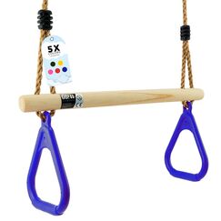 Trapez Schaukel Garten | Kinderschaukel Outdoor Indoor | Höhenverstellbar & rutschfest | Schaukelsitz - Schaukelbrett - Brettschaukel | robuste Schaukel mit Holzstange & Kunststoffringen