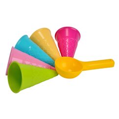 Simba Sandformen EIS &ndash; 6‑teiliges Sandspielzeug‑Set mit 5 Waffelformen & Portionierer, EIS‑Sandformen f&uuml;r Kinder, bunter Kunststoff, ca. 15 cm, ab 2 Jahren