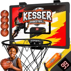 KESSER&reg; Mini-Basketballkorb f&uuml;rs Zimmer & B&uuml;ro | T&uuml;r-Basketballkorb Indoor & Outdoor | Basketball-Board f&uuml;r Kinder-Zimmer & Wandmontage | Basketballbrett inkl. Ballnetz Pumpe & Ball | Deutschland