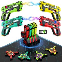 Wiederaufladbares Laser Tag Set 4 &ndash; VATOS Laser Tag mit 4er Set mit Westen | Infrarot Laser Tag Set Spiel f&uuml;r Kinder Teenager Erwachsene Familiengruppe Drinnen Draussenr Garten Aktivit&auml;t