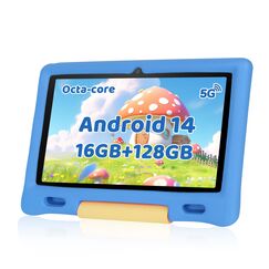 Ainmel Kinder Tablet 10 Zoll Octa-Core Android 14 Tablet f&uuml;r Kinder, 16GB+128GB (1TB TF), Kindersicherung, WiFi 6/Bluetooth 5.3, Widevine L1 mit Kindersicheres Geh&auml;use -Blau