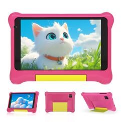 Laptok Kinder Tablet 7 Zoll, Android Tablet f&uuml;r Kinder, 5GB RAM+32GB ROM+128GB Erweiterbar, Wi-Fi, Bluetooth, Type-C, Kids Tablet mit Mit sturzsicherer Schutzh&uuml;lle Rose