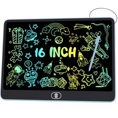 Bunte LCD Schreibtafel, 16 Zoll Gro&szlig;e Zeichentafel Elektronischer Drawing Pad mit Sperr-& L&ouml;schfunktion, Augenschutz-Kritzelblock, Spielzeug & Geschenke f&uuml;r Kinder & Erwachsene zu Hause, Schule -Blau
