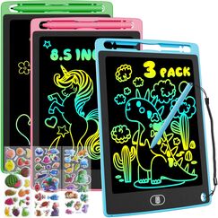 3 St&uuml;ck LCD Schreibtafel, 8.5 Zoll Zeichenbrett Bildschirm Augenfreundliche Bunte Schrift Pad F&uuml;r Drinnen und Unterwegs, L&ouml;schbarer Schreibtablett Spielzeug Geschenk f&uuml;r Kinder - Blau & Rosa & Gr&uuml;n