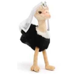 Uni-Toys - Strau&szlig; mit Braut-Schleier - 28 cm (H&ouml;he) - Pl&uuml;sch-Vogel, Brautstrau&szlig; - Pl&uuml;schtier, Kuscheltier, Wei&szlig;