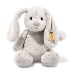 Steiff Hoppie Hase mit Schlappohren 28 cm hellgrau, Pl&uuml;schtier, Soft Cuddly Friends, flauschiges Stofftier zum Kuscheln und Spielen, Kuscheltier f&uuml;r M&auml;dchen und Jungen, waschmaschinenfest