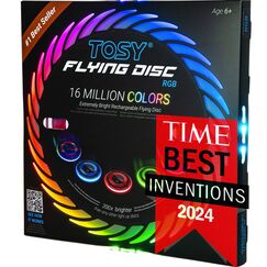 TOSY Flying Disc &ndash; 108 RGB-LEDs (Mehrfarbig), hell, Smart-Modi, Ostergeschenk, Outdoor-Spielzeug f&uuml;r Kinder & Erwachsene, Auto-Aufleuchten, wiederaufladbar, wasserdicht, 175 g