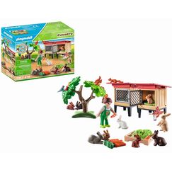 PLAYMOBIL Country 71252 Kaninchenstall, Tiere für den Bio-Bauernhof, Nachhaltiges Spielzeug für Kinder ab 4 Jahren