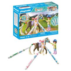 PLAYMOBIL Horses of Waterfall 71640 Kreativset mit Pferd und Stiften, inklusive Einer Figur, einem Pferd und DREI Crayola Stiften, künstlerisches Spielzeug für Kinder ab 5 Jahren
