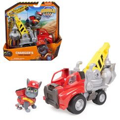 Rubble & Crew - Kran-Baufahrzeug (Basis Fahrzeug) mit Charger-Figur, dreh- und ausfahrbarer Ausleger, authentisches Spielzeug aus TV-Serie, für Kinder ab 3 Jahren