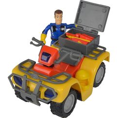 Simba Toys – Feuerwehrmann Sam Mercury‑Quad mit Sam Figur und Zubehör – Spielzeug‑Quad mit Box, Feuerlöscher, Verbandskasten und Axt – für Kinder ab 3 Jahren – offizielles Feuerwehrmann Sam Produkt