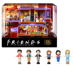 Polly Pocket Friends Schatulle - Central-Perk-Kaffeetasse, 6 Hauptdarsteller, 9 Zubehörteile, 3 Friends-Orte, ausstellbare Premium-Verpackung, für Sammler ab 14 Jahren, HKV74