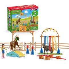 schleich Farm World | Pony Agility Starter-Set 42481 | Spielset mit 2 Ponys, Mädchen, Parcours & Zubehör | kombinierbar & kindgerecht gestaltet | Bauernhof Spielzeug für Kinder ab 3 Jahren | 41 Teile