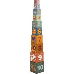 small foot Stapelwürfel "Safari", Motorikspielzeug, Sortierspiel zum Zählen lernen, für Kinder ab 12 Monaten, 11957
