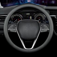 Carodi Neustes Nappaleder Auto Lenkradbezug, Mode Anti-Rutsch-Leder Auto Innenraum 15 Zoll (ca. 38cm) Universal (Schwarz)