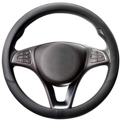 COFIT Lenkradbezug Auto Universal LenkradhüLle Anti-Rutsch Lenkrad üBerzug Mikrofaser Leder Lenkradschutz M 37-38cm Schwarz