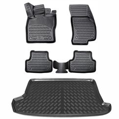 ELMASLINE 3D Gummimatten & Kofferraumwanne Set für VW T-ROC 2017-2025 oberer Ladeboden | Antirutsch mit hohem 5cm Rand | Passt Nicht in Cabrio!!