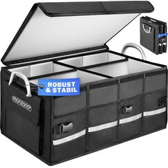 Monzana® Kofferraum Organizer Deckel 68L Isolierung Alu-Griffe Trennwände Wasserdicht Faltbar MDF Wände Rutschfest Kofferraumtasche Kühltasche Faltbox