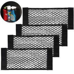 UIHOL Kofferraum Netztasche Auto 4 Stück, 40x25cm Universal KFZ Kofferraum Organizer Netz mit Klettverschluss Autositz Gepäcknetz, Strapazierfähige Kofferraumnetz für universal Auto/SUV aus Nylon