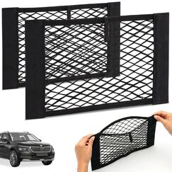 Vicera Kofferraum Netztasche Auto mit Klett • Kofferraumnetz zum Aufbewahren & Verstauen • Kofferraum Netztasche Klett 40x25 cm 2er Set • Aufbewahrungsnetz Auto