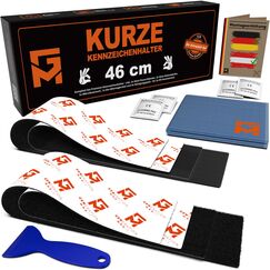 GENMAG® Klett Kennzeichenhalter Rahmenlos 460mm [Extra-Stark & Legal] Kurze Kennzeichenhalter Klett | Wetterfeste Nummernschildhalter | Kennzeichen Klett | Rahmenlose Kennzeichenhalter Kurz 46 cm