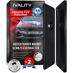 IVALITY® Magnet Kennzeichenhalter Rahmenlos für 2 Kennzeichen | Magnetische Nummernschildhalterung Auto | Kennzeichenhalterung Nummernschildhalter | Österreich Wechselkennzeichen