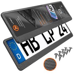 Kennzeichenhalter 520x110mm Nummernschildhalterung Auto universell inkl. 8 Schrauben Kennzeichenhalterung Nummernschildhalter 2 Stück Refreshed 2024 Carbon-Optik
