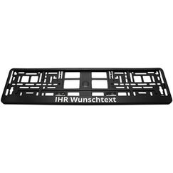 KENNZEICHENHALTER semi matt schwarz mit individuellem WUNSCHTEXT direkt Bedruckt - Keine Folie – 2er-Set Kennzeichenhalter mit Wunschtext