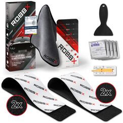 ROBBX® 2X Klett Kennzeichenhalter Rahmenlos I selbstklebend & absolut wetterfest I Auto Nummernschildhalter Set I Sportliche KFZ Kennzeichenhalterung