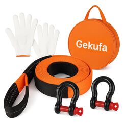 Gekufa Abschleppseil pkw 5M x 5cm, 10 Tonnen (22046 Lbs) Abschleppseil Auto Kit mit 2 Verstärkten Haken und Reflektierenden Streifen, Abschleppseile Für Off-Road Recovery (Orange)