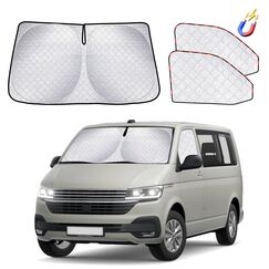 ZATOOTO Sonnenschutz Auto Frontscheibe passend für VW T5 T6, 3PCS Thermomatte Fahrerhaus, Auto Sonnenblende Frontscheibenabdeckung, Windschutzscheiben Innen Verdunkelung, UV-Schutz, Faltbare