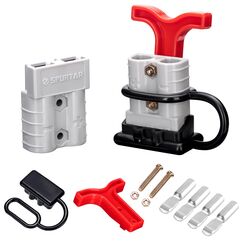 Spurtar 50A Steckverbinder Schnellanschluss Stecker(2 Stück), 12V Quick Connect Batterie Stecker– mit Griff für Auto Wohnmobil Wohnwagen Motorrad Boot Solaranlagen