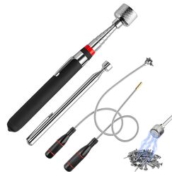 4 Stück Flexibler Stabmagnet Set, Magnetstab Teleskopmagnet mit Starkem Magnet, Magnet Teleskopstab Biegsam Teleskop MagnetStab, Werkzeug für Auto, Werkstatt, Zuhause(2.5LB, 3LB, 3.5LB,15LB)