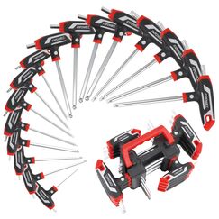 KAFUWELL 14-tlg Inbusschlüssel und Torx-Schlüssel-Satz T-Griff, metrisch Sechskant H2-H10, Torx-Schlüssel TX10-TX50, für DIY, einfache Hausreparaturen, Auto, Fahrrad, mit Aufbewahrungsständer
