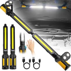 SYLSTAR Werkstattlampe LED mit Sensorsteuerung, 2400LM Motorraumleuchte mit 3 Helligkeitsmodi, 4400mAh LED Arbeitsleuchte mit Magnet und Haken, für Werkstatt,Autoreparatur,Garage,Camping und Notfälle